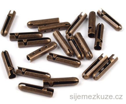 Kovové koncovky na tkaničky do bot - různé druhy staromosaz 4 x 18 mm